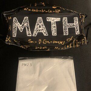 Math Teacher Mathematician Reusable Washable Face Mask With 2 Filters One Size